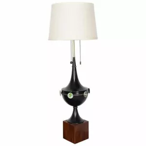 60er Jahre Modernist Tischlampe Deko Emaille Medaillons Mexiko - Bild 1 von 8