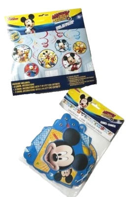 BANNER Y REMOLINOS DISNEY MICKEY MOUSE 6 pies fiesta de feliz cumpleaños ¡Gran precio! Foto 1 de 4