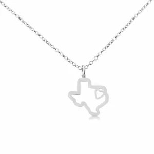 Azaggi 925 Sterling Silver Texas State Pendant Necklace Jewelry Gift America USA - Picture 1 of 13