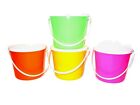 4 80 Ounce Plastic Buckets & Lids Pink Orange Lime Yellow Made in USA Lead Free