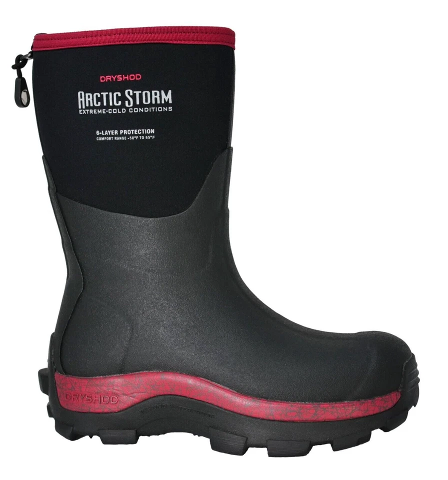 Dryshod Size 6 Arctic Storm Women's Mid Black/Cranberry ARS-WM-CR Winter