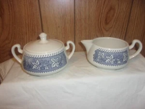 SHAKESPEARE COUNTRY SUGAR BOWL AND CREAMER HOMER LAUGLIN - Picture 1 of 3
