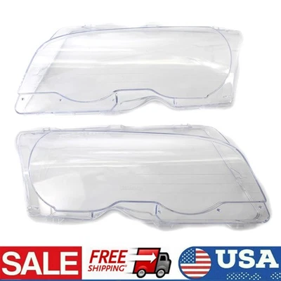 Front Headlight Lens Cover Set for BMW E46 2DR 1999-2003 / 2001-2006 M3 Clear Foto 1 de 4