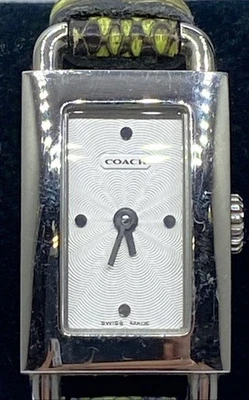 Women's Coach Rectangle Classic 16mm Case Snake Skin style strap Stainless Watch - Image 1 of 4