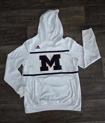 Moletom com capuz Michigan Wolverines NCAA Adidas pulôver masculino tamanho médio branco - Imagem 1 de 4