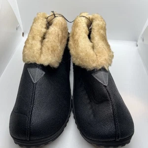 Merrimac Mens Size US 13UK 12 Eu46 Slippers Black Memory Foam Cushioned Faux Fur - Picture 1 of 5