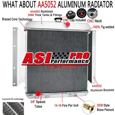 4 Row Radiator CC6169 For 1968 1969 Dodge D100 Pickup V8 Engine 3.7/2.8L NEW Foto 1 de 4