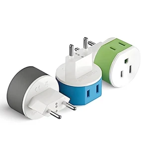 Europäischer Netzstecker-Adapter, mit 2 USA-Eingängen - Reise 3er-Pack - Typ C (US-9... - Bild 1 von 9