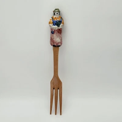 HORQUILLA (HOMBRE) de cerámica y madera hecha en Italia pintada a mano como está Foto 1 de 4