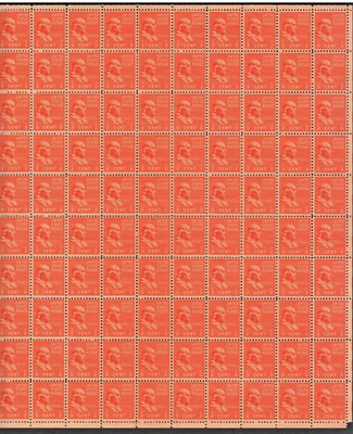 USA #803 - 1938 Full Sheet of 100, Pl 22898 "Benjamin Franklin" 1/2¢ VF MNH* - Image 1 of 4