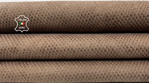 VINTAGE BROWN SNAKE PRINT ON BACKED Thick Calfskin Leather 8+sqf 1.3mm #C6575 - Picture 1 of 7