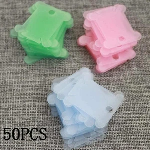 50X Plastic Thread Bobbins for Embroidery Cross Stitch Floss Craft Storage - Picture 1 of 12