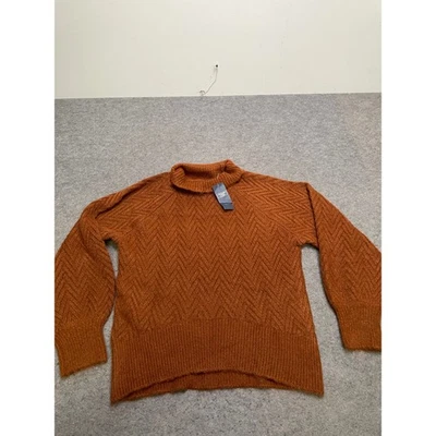 Abercrombie & Fitch Women's Small Herringbone Mock Neck Sweater Burnt Orange - Image 1 of 4