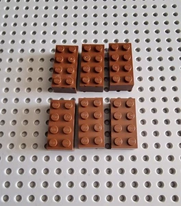 LEGO Basic Baustein Grundstein Basisstein 2x4 alt braun 6x Brown Brick 3001 R1 - Bild 1 von 1