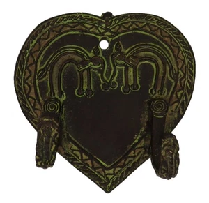 Elephant Design Heart Shape Antique Style Handmade Brass Cloth Wall Hanger Hook - Picture 1 of 8
