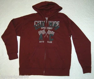 Boys Hoodie Sweat Jacket CITYWIDE SPEEDWAY AUTO CLUB XXL 18 Deep Burgundy HANES - Picture 1 of 3