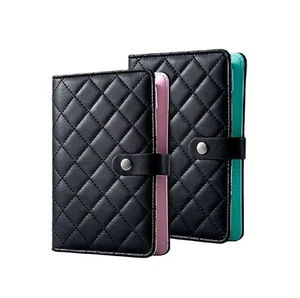 💗 Luxury Black Quilted Checkered A6 A5 Agenda Binder Planner Cash Envelope - Picture 1 of 28