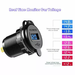 Dual QC 3.0 USB Ports Fast Car Charger Socket Outlet+LED For Marine Boat Truck - Picture 1 of 6
