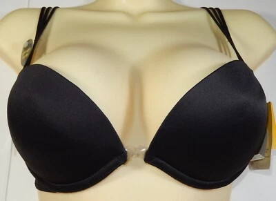 ❤️ Sujetador con aros Wonderbra 7571 negro transparente delantero push-up nuevo con etiquetas 36B Foto 1 de 4