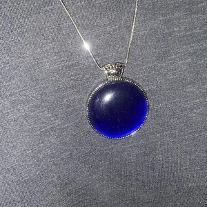 Montana Silver Smith Blue Lapis Moon Glow Stone Pendant Necklace NWOT   ❤️tb - Picture 1 of 4