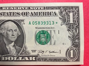 Wow 2009 Star Note billete de $1 dólar (BOSTON “A”) sin circular *GEMA* - Imagen 1 de 7