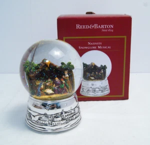 Reed & Barton Nativity Snow Globe Plays O Little Town of Bethlehem Light Up READ - Picture 1 of 15