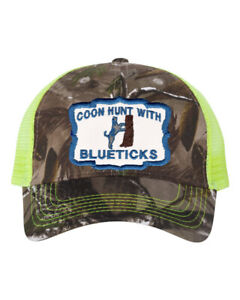 Cap Hat camo Yellow Coonhound Dog Hunter Coon Hunt Bluetick Tree Hunting Patch