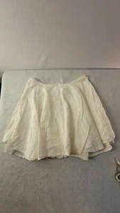 Fun & Flirt Women's White Lined Skirt Sz LG Flowing floral 100% cotton hippie  - Picture 1 of 6