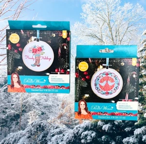 Pioneer Woman Embroidery Christmas Ornaments Howdy Kits Boot Mazie Medallion - Picture 1 of 12