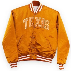 Men's Baseball Orange Texas Satin Bomber Jacket –Letterman Style Jacket - Picture 1 of 3