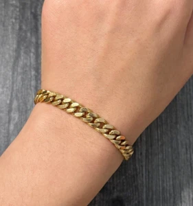 Vintage 18K Gold Solid Curb Link Bracelet, 7.5” Long - Picture 1 of 6