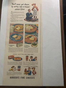 Vintage 1942 Borden's Cheeseses Never Get A Cheese benimmt sich wie eine Maus Milchwerbung - Bild 1 von 1
