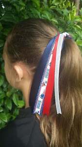Team Colors Ribbon Ponytail Holder Made w/ New England Patriots Grosgrain Ribbon