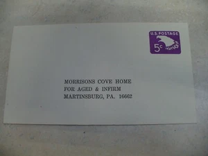 5 Cent Embossed US Stamp on Unused Morrisons Cove Home Envelope Martinsburg Pa - Picture 1 of 2