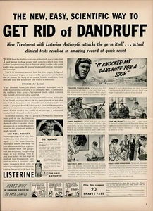 1939 Listerine Get Rid Dandruff Knocked My Dandruff For Loop Vintage Print Ad - Picture 1 of 8
