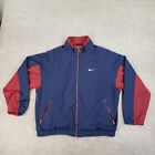 Vintage Nike Jacket Mens Large Blue Red Full Zip Pockets Mesh Lined Mock Neck