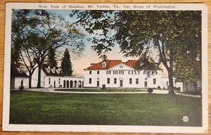 View of Mansion House Mt Vernon Virginia VA Postcard 1920s Unused - Imagen 1 de 1