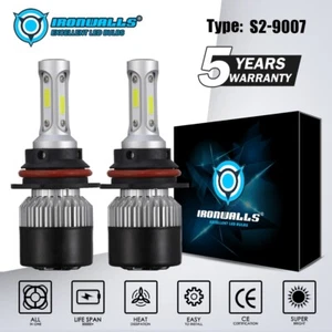 9007 HB5 COB LED Headlight Bulbs Conversion Kit High Low Beam 6500K Xenon White - Picture 1 of 12
