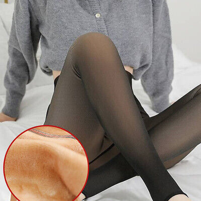 Women Warm Winter Fleece Tights Stockings Thermal Lined Translucent Pantyhose • 7.99€