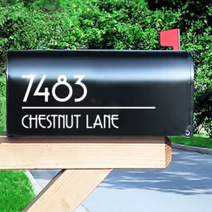 Art Deco Mailbox Address Decal, MCM Street Name Sticker / 4" h x 10" w - #1274 - Picture 1 of 7