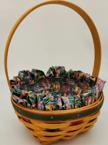 Longaberger 1999 Large Stained Easter Basket+Liner+Protector AVAIL 30 DAYS ONLY Cover