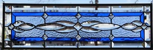 Stained Glass Transom window HANGING PANEL 32 X 11 incl hooks - Picture 1 of 4