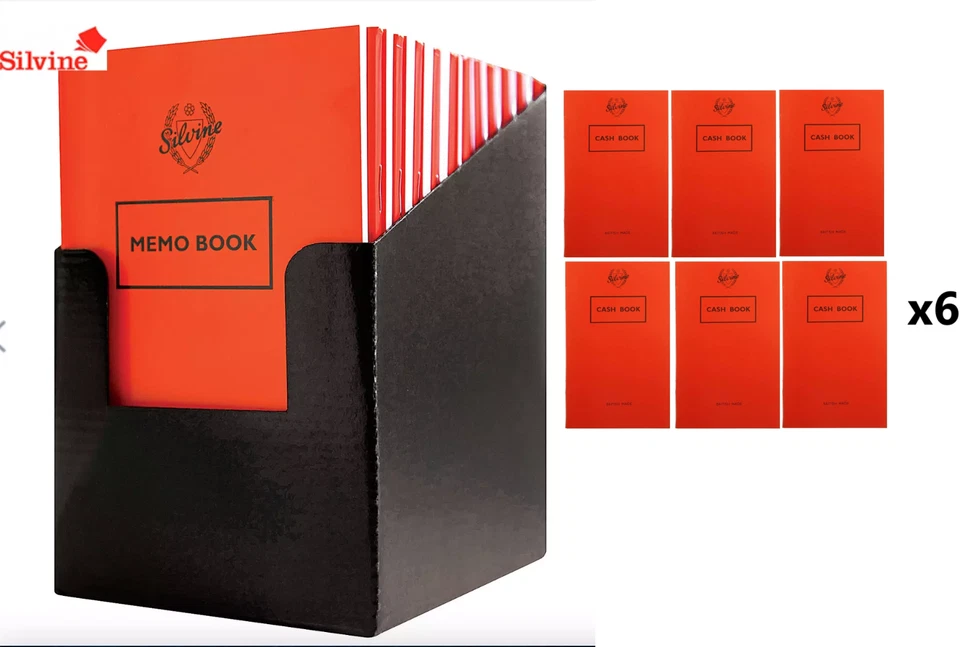 SILVINE MADE IN UK - 6 x Cash or Memo Books Note Pad Accounting Money Keeping And More