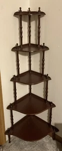 Vintage 5-stufiges Holz Display Eckregal mit Spindeln - viktorianischer Stil 47" - Bild 1 von 5