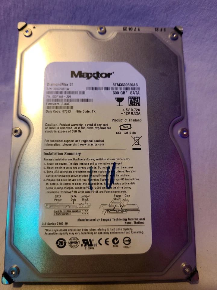 Maxtor DiamondMAX 21 Internal HDD 500 Gig SATA - Image 1 of 4