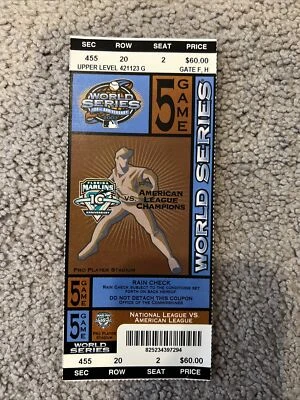 FULL TICKET 2003 WORLD SERIES GM 5 YANKEES MARLINS DEREK JETER Miguel Cabrera - Image 1 of 4