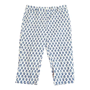 Talbots Women's Size 8P Capri Perfect Skimmer Pants Blue White Geometric - Picture 1 of 9