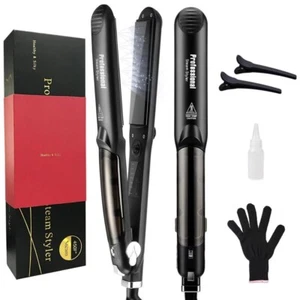 Piastra per capelli professionale a vapore ceramica vapore argan oail ferro piatto UK - Foto 1 di 11