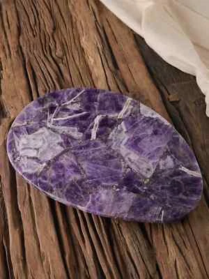 Mesa de centro de piedra amatista, mesa central de borde vivo para decoración lateral de sofá Foto 1 de 4