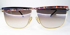 Vintage Laura Biagiotti T110 Black Earth Sunglasses 80's Italy - Picture 1 of 13